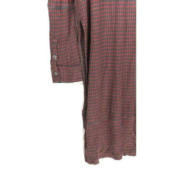 We The Free Womens Size Small Red Gray Tunic Striped Top Henley Pullover Shirt - Picture 4 of 5